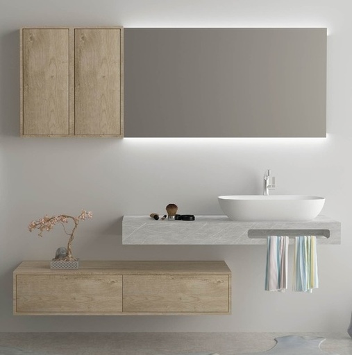 [WC217] WashBasin Cabinet, Side Cabinet and Mirror  with LED light KZA-2137120 120*50*12.5 CM