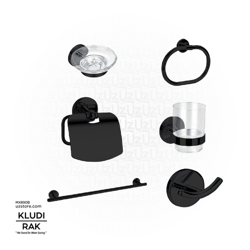 [MX890B] KLUDI RAK Caliber Bathroom Accessories Set ( 6 pcs ) Black,
 RAK21021.BK1