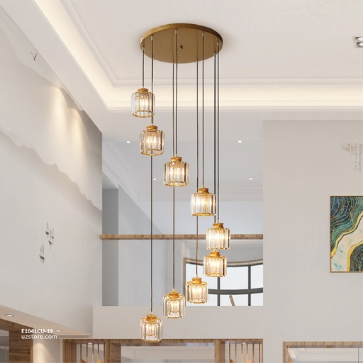 [E1041CU-19] Chandelier 9601/19 GD Q60 H320 E27