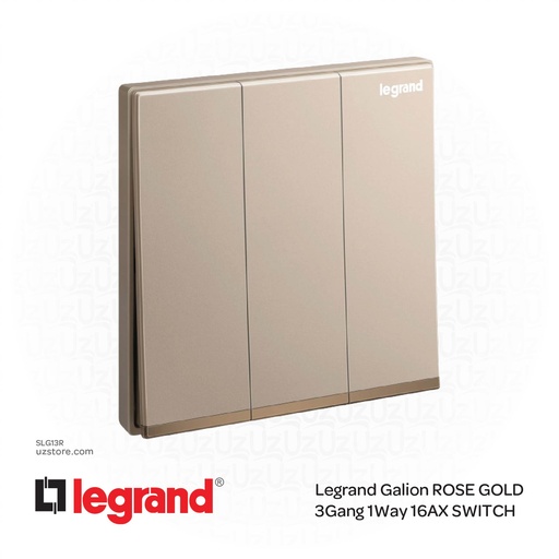 [SLG13R] Legrand Galion ROSE GOLD 3Gang 1Way 16AX SWITCH