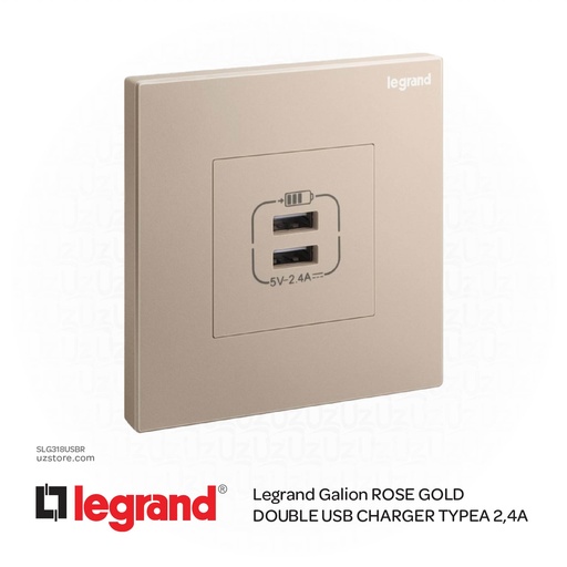 [SLG318USBR] Legrand Galion ROSE GOLD DOUBLE USB CHARGER TYPEA 2,4A