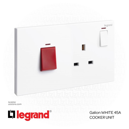 [SLG63W] Legrand Galion WHITE 45A COOKER UNIT