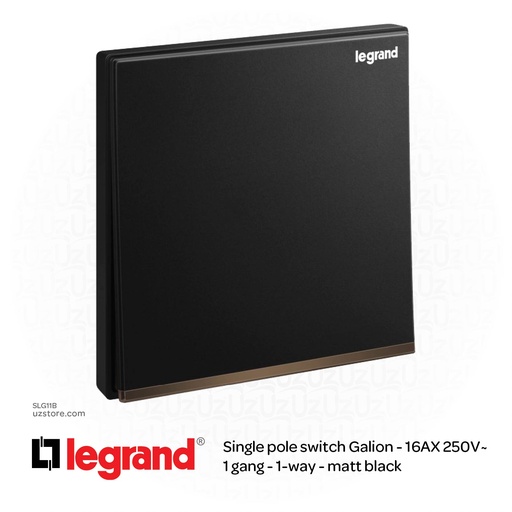 [SLG11B] Legrand Galion MATT BLACK 1Gang 1Way 16AX SWITCH