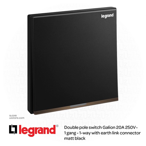 [SLG31B] Legrand Galion MATT BLACK 1Gang 1Way 20A DP SW RED LED