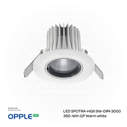 [EP234-9W] OPPLE LED Spot Light ECOMAX-HQII 9W-DIM-3000-36D-WH-GP , 3000K Warm White 