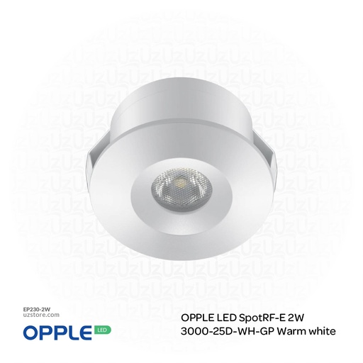 [EP230-2W] أوبل مصباح إضاءة سبوت لايت ليد بتقنية ، بقوة 2 واط، بدرجة حرارة اللون 3000 كلفن زاوية شعاع 25 درجة، 3000 كلفن لون الأبيض الدافئ
OPPLE ECOMAX-E
