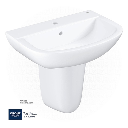 [WG115-55] BAU Ceramic washbasin wall hung 55 + BAU ceramic semi pedestal