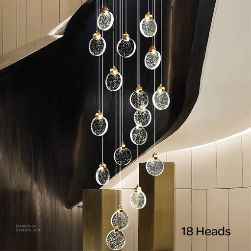 [E1041CH-33] Chandelier 9425/33 GD crystal Q80 H700 165W