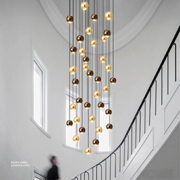 [E1041X-66BG] Chandelier 9775/66 BK+GD LED 3000K D8CM D100CM H800 528W