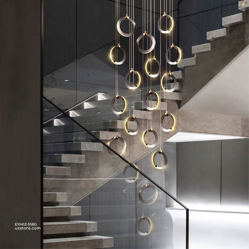 [E1041Z-55BG] Chandelier 9700/55 BK+GD 3000K  D100CM H500 550W