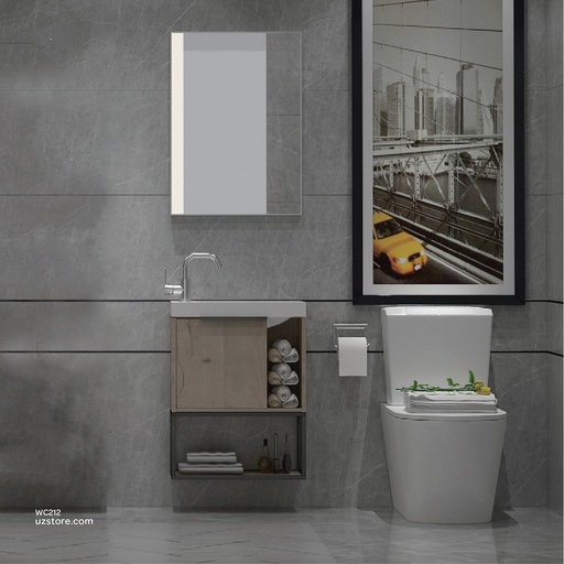[WC213] Polymarble WashBasin With Polywood Cabinet and LED Mirror  KZA-2166050 