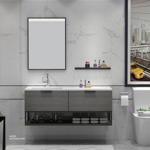 [WC215] WashBasin with Polywood Cabinet, Led Mirror, and Tempered Glass Shelf  KZA-2020120 1200*500*540