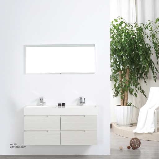 [WC221] Polymarble Double WashBasin with Polywood Cabinet and Led Mirror KZA-1701120 1200*450*580