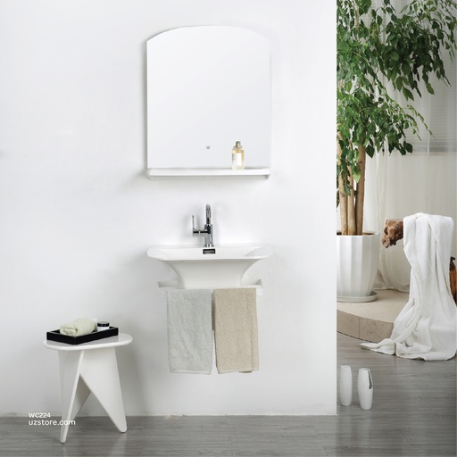 [WC224] PolyMarble WashBasin, Led Mirror and Shelf KZA-2055060 600*450*350