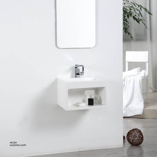 [WC251] PolyMarble WashBasin and Mirror KZA-1206045 450*400*300