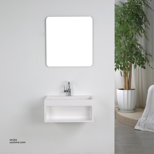 [WC252] PolyMarble WashBasin and LED Mirror KZA-1206065 650*400*300