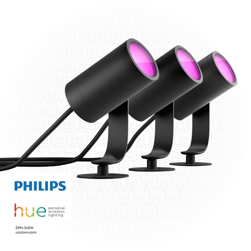[EPH-3x8W] PHILIPS Hue Lily Smart Ext OutDoor Light Base Unit Spike Black 3x8W 24V , 915005630101