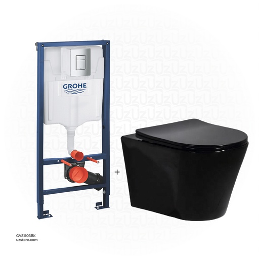 [GVS1103BK] Concealed WC Bundle 103B (GROHE Rapid SL +Vlavu Black WC Wall Hung)