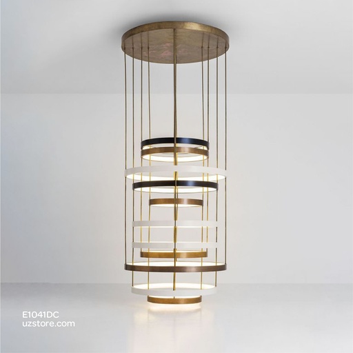 [E1041DC] مصباح تعليق LED دائري 250W ABM-9920-9 ذهبي وأسود 