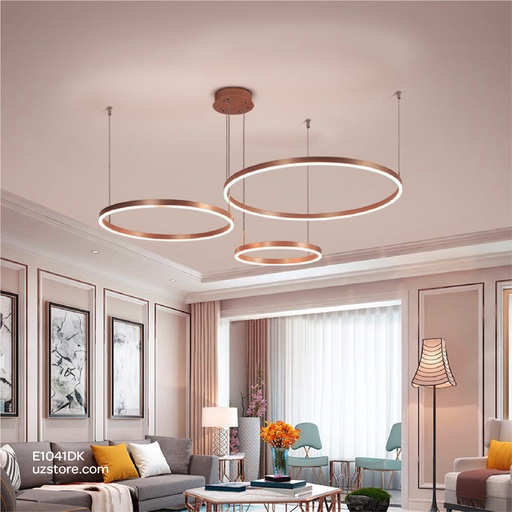 [E1041DK] مصباح تعليق LED دائري 100W YC611 ذهبي