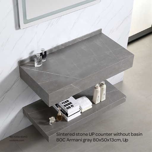 [WC100U-80AG] Sintered stone UP counter without basin 80C Armani gray  80x50x13cm,   Up