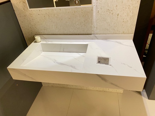 [WC100L-100VW] Sintered stone basin Sink on Left side 100S-L Volakas white  100x50x13cm