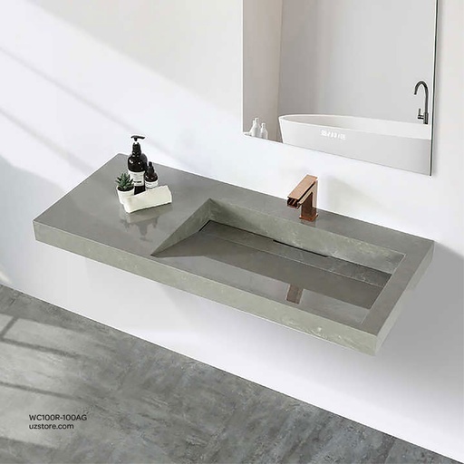 [WC100R-100AG] Sintered stone basin Sink on Right side 100S-R Armani gray  100x50x13cm