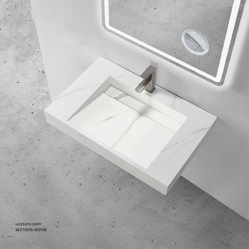 [WC100S-60VW] Sintered stone basin Sink on the middle 60S Volakas white  60x50x13cm
