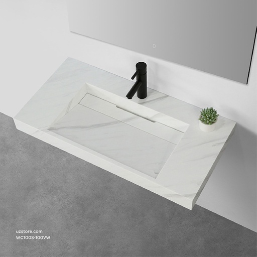 [WC100S-100VW] Sintered stone basin Sink on the middle 100S Volakas white  100x50x13cm