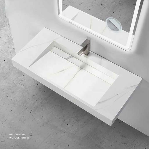 [WC100S-160VW] Sintered stone basin Sink on the middle 160S Volakas white  160x50x13cm