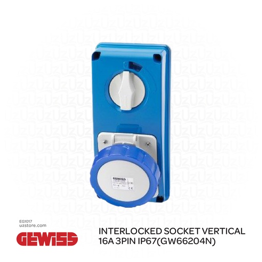 [EG1017] GEWISS Interlocked Socket Vertical 16A 3PIN IP67(GW66204N)
